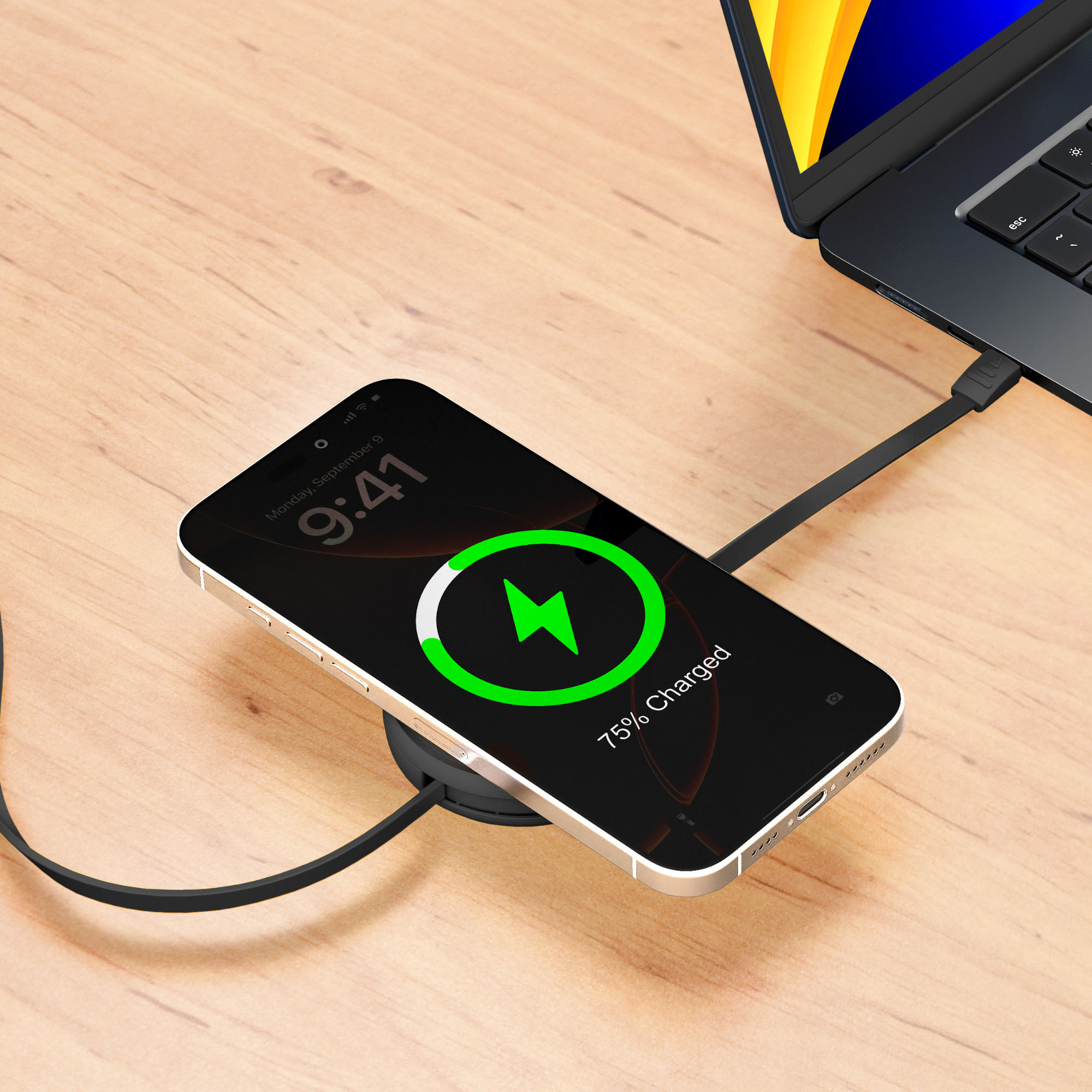 2-IN-1 RETRACTABLE CABLE WITH WIRELESS CHARGER