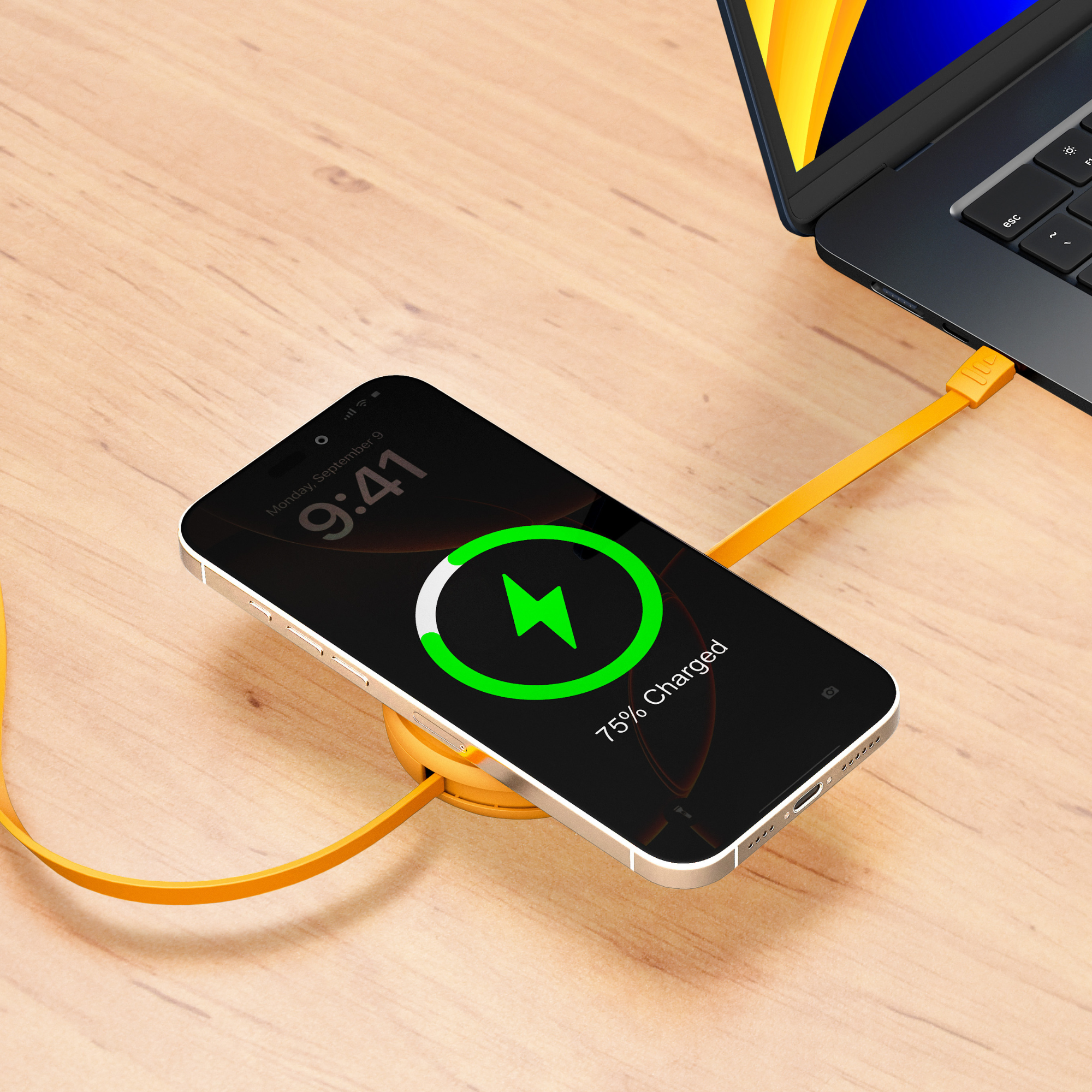 2-IN-1 RETRACTABLE CABLE WITH WIRELESS CHARGER