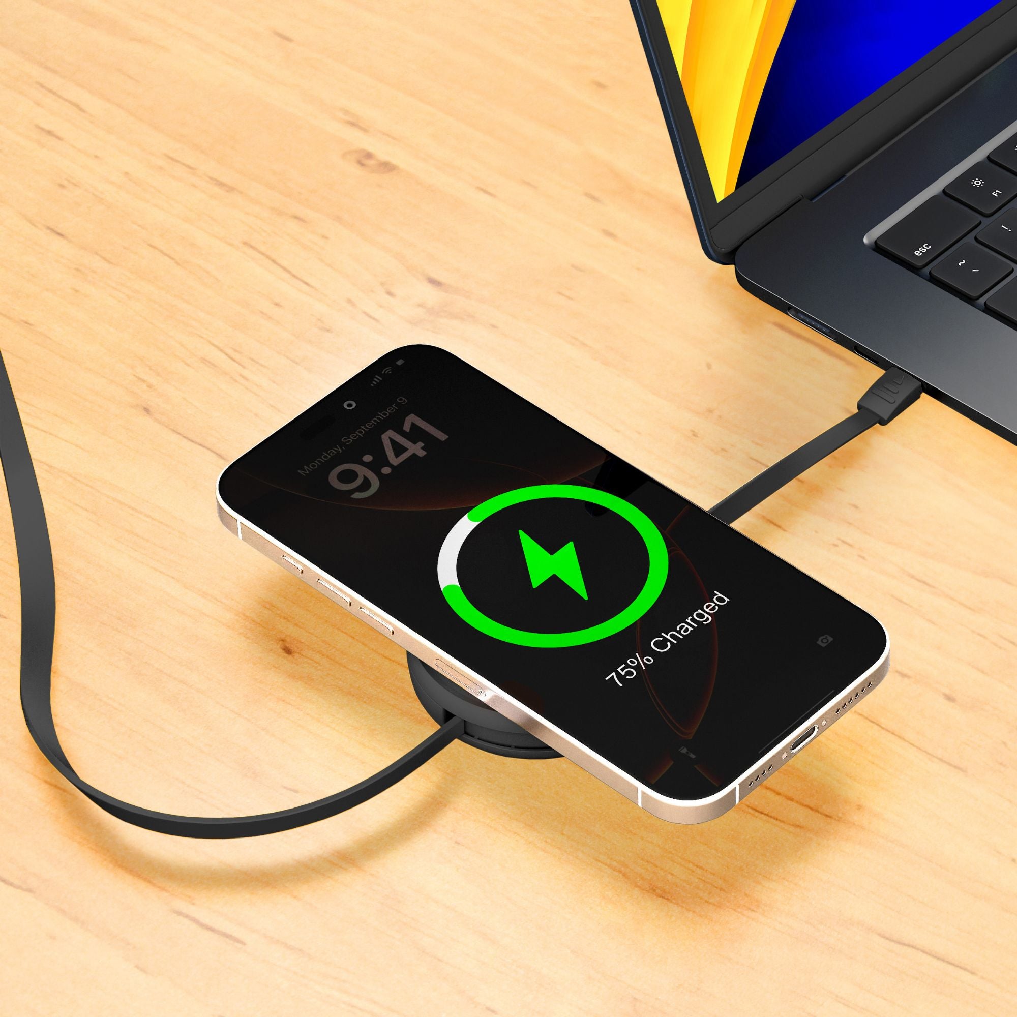 2-IN-1 RETRACTABLE CABLE WITH WIRELESS CHARGER