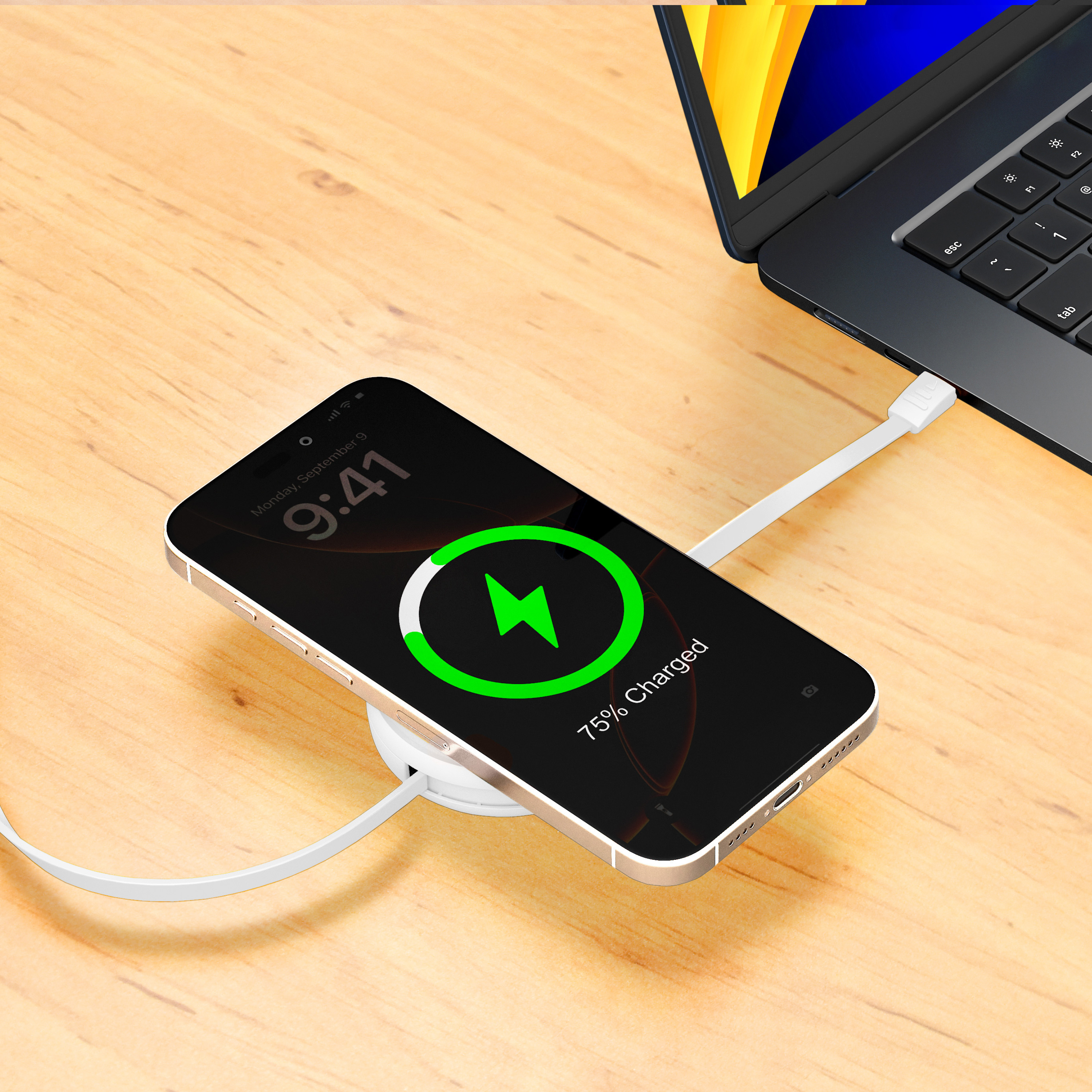 2-IN-1 RETRACTABLE CABLE WITH WIRELESS CHARGER